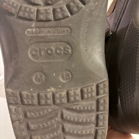 Crocs Men's Brown Leather Casual  Clogs Sz 13 - Picture 2 of 9